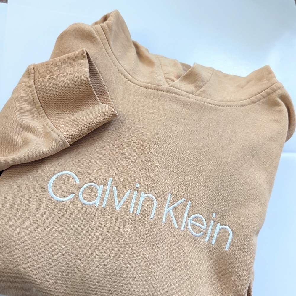 Calvin Klein Men's Peach/Camel Hoodie Sweatshirt In Size Small